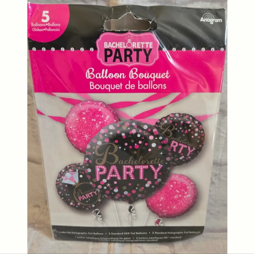 Bachelorette Party Pink and Black Balloon Bouquet